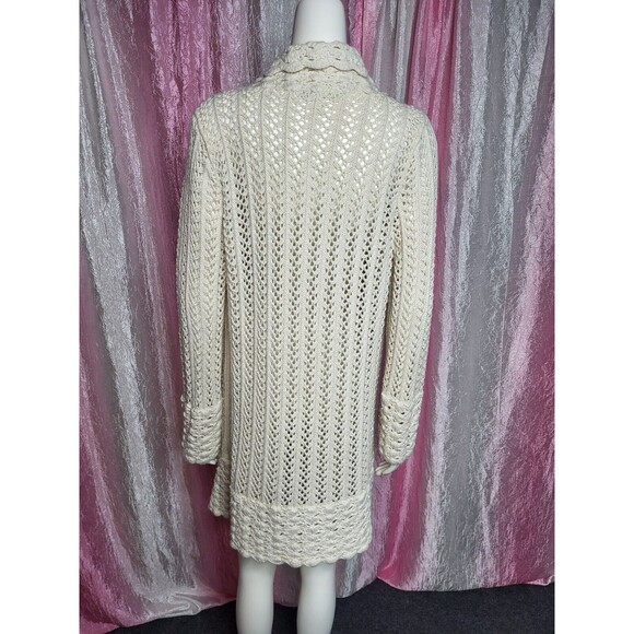 Sigrid Olsen Signature Knit Crochet Open Duster Cardigan Size Medium - Picture 9 of 13